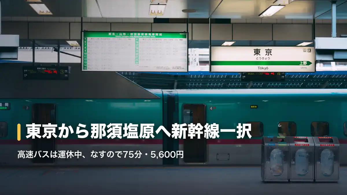 東京駅ホームに停車中の東北新幹線と発車時刻案内