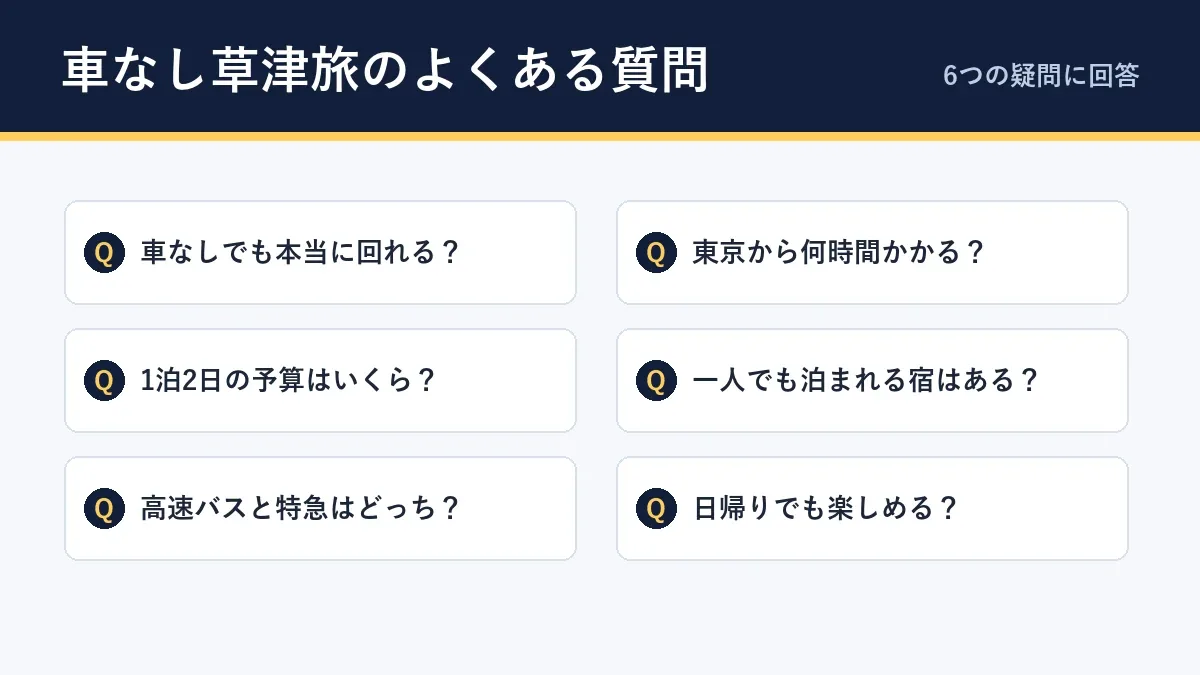 車なしの草津温泉旅行に関する6つのよくある質問