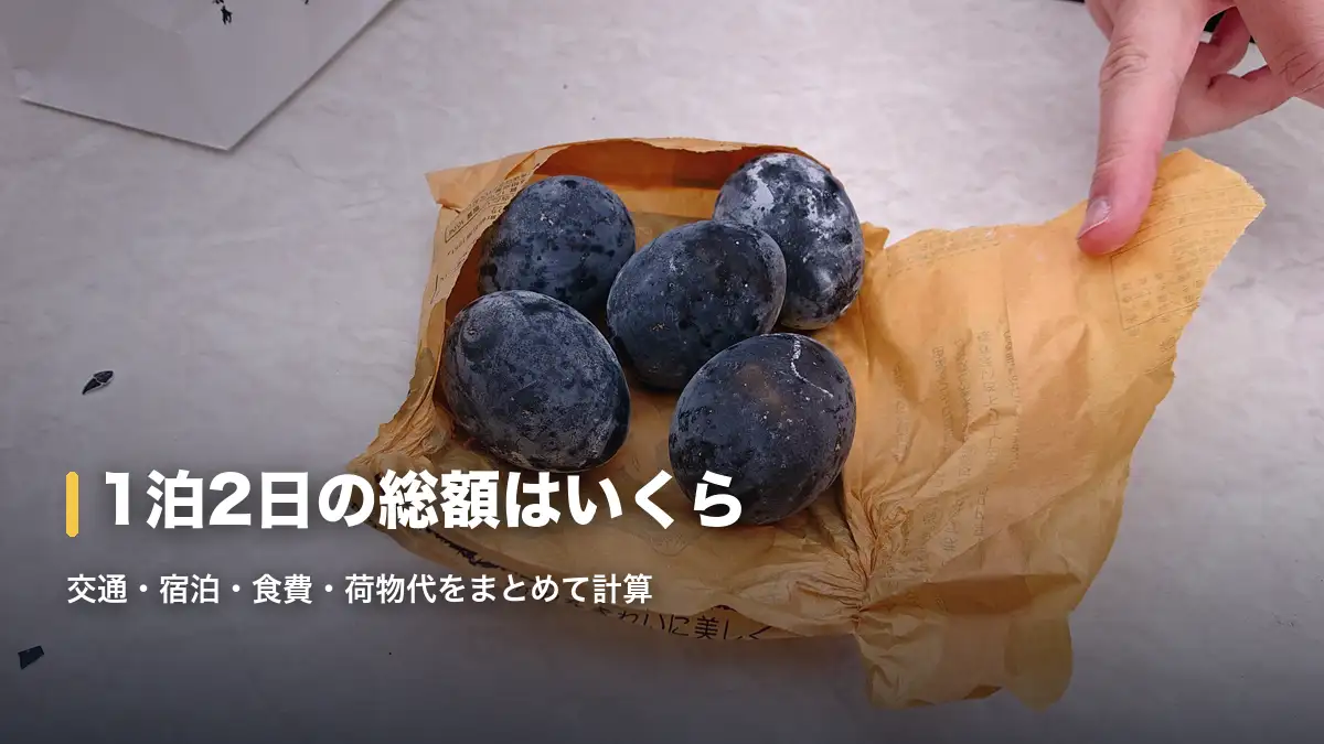 箱根の名物・黒たまごを紙袋から取り出す様子