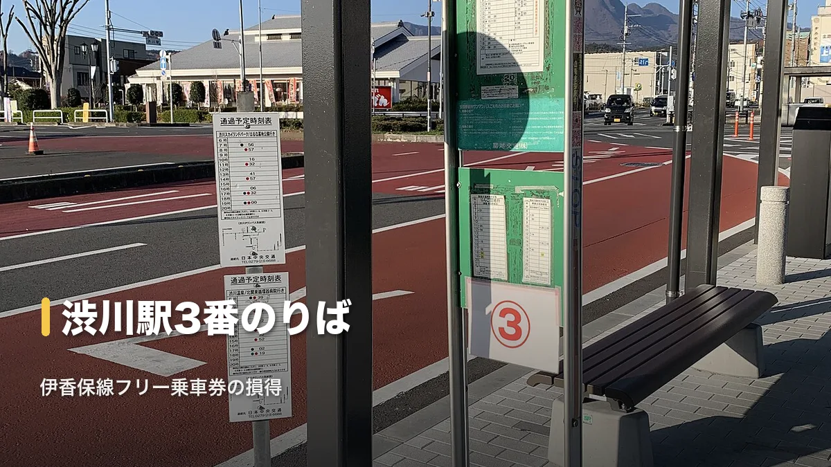渋川駅3番のりば、伊香保温泉方面のバス停