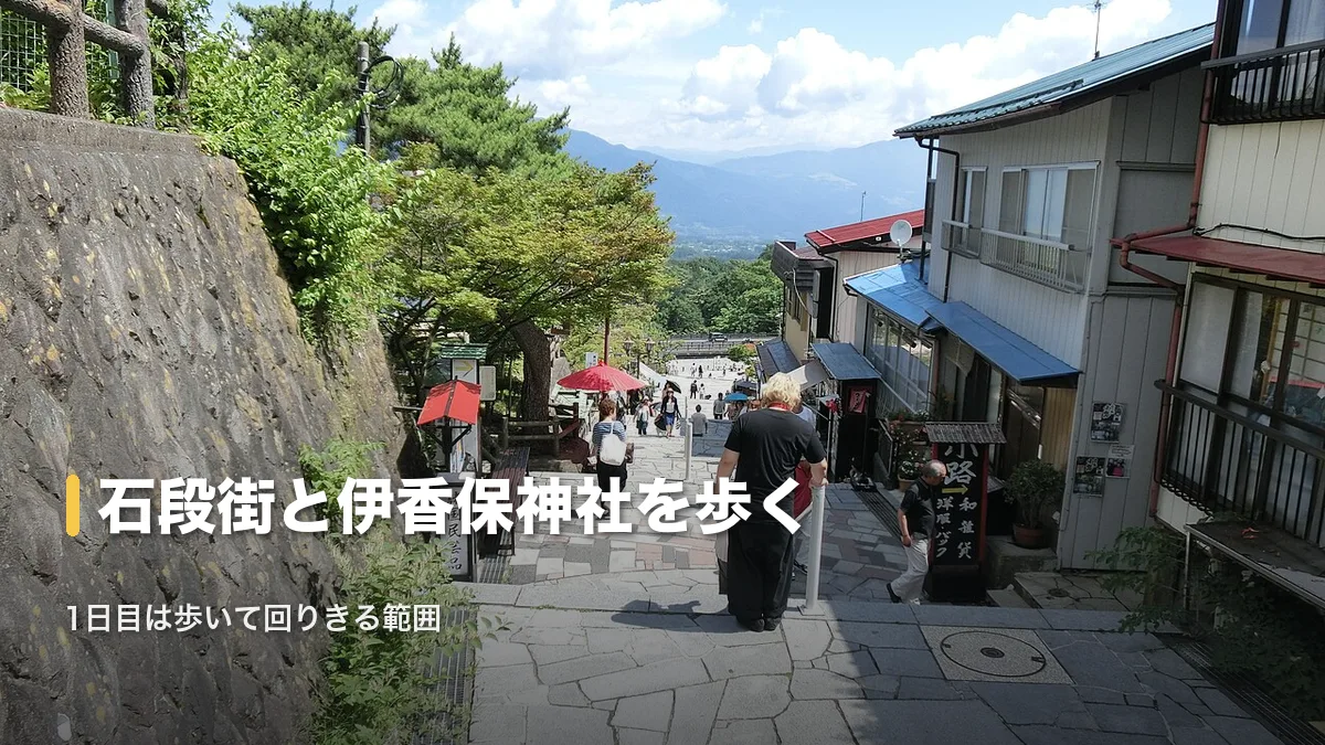 伊香保温泉石段街から榛名山方面を望む