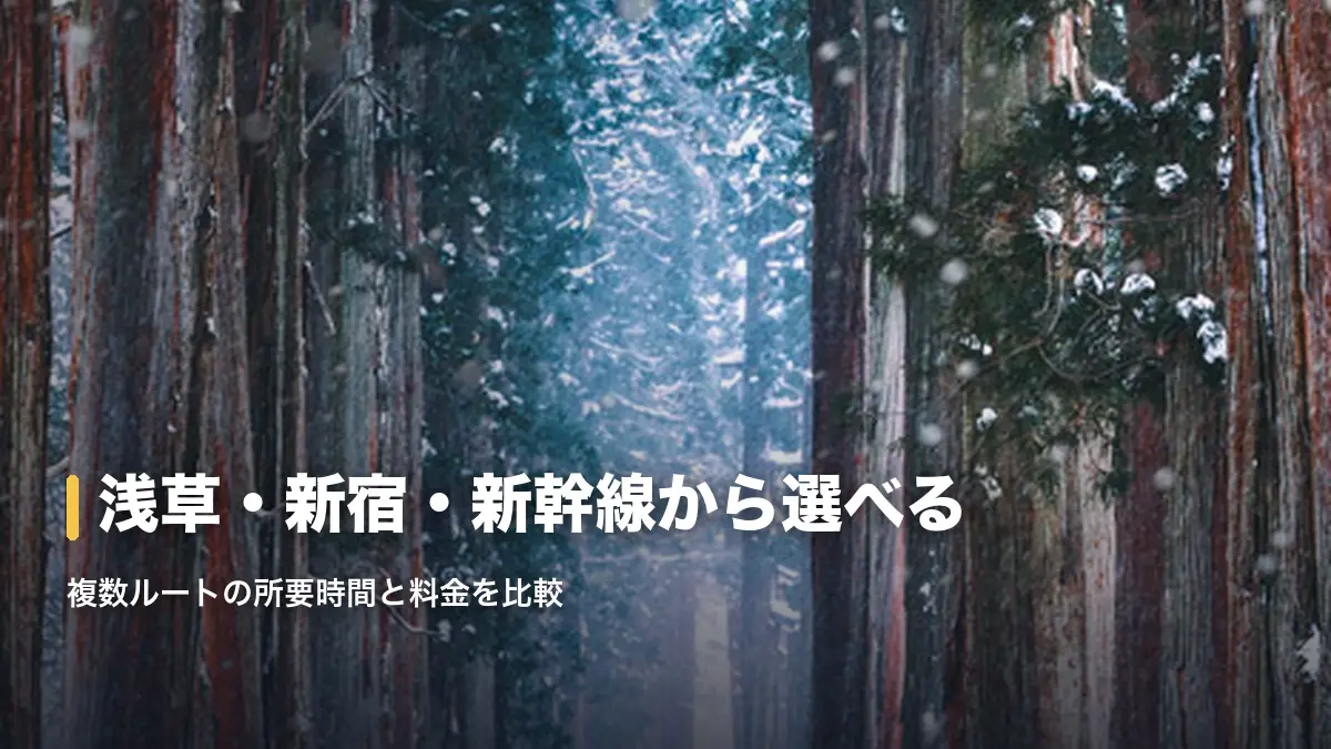 雪の日光杉並木街道、日光へ向かう複数ルートの玄関口