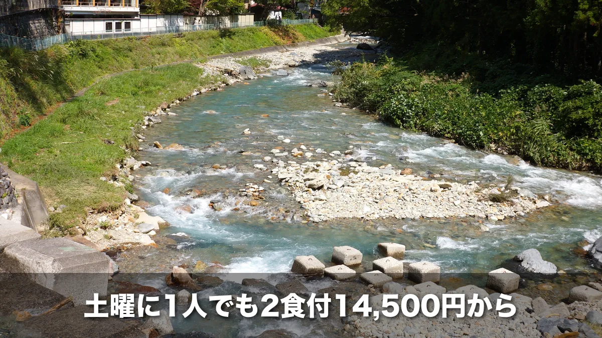 四万温泉を流れる四万川の清流