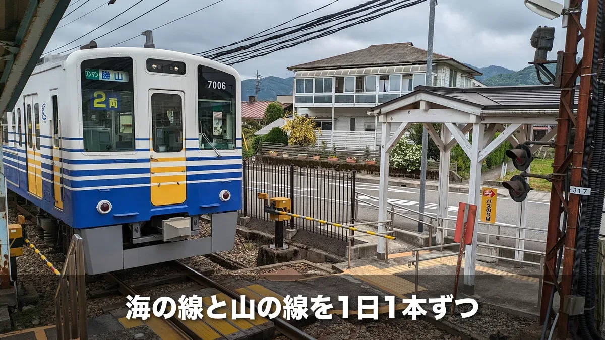 永平寺口駅に停まるえちぜん鉄道の電車
