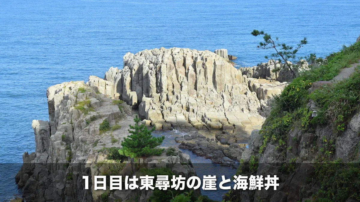 東尋坊の岩と日本海