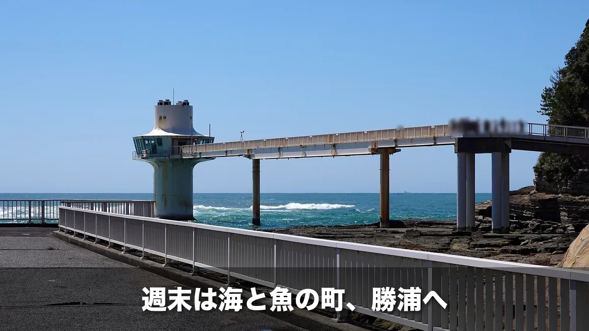 かつうら海中公園の海中展望塔と海上の通路