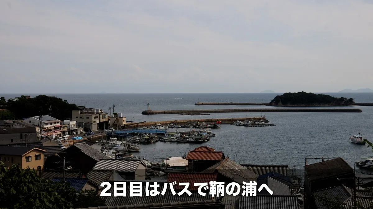 高台から見た鞆の浦の港と瀬戸内海