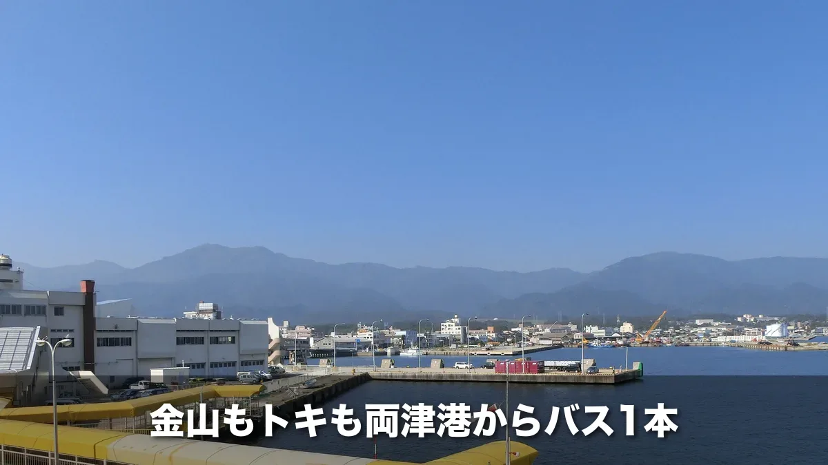 両津港と両津の町並み