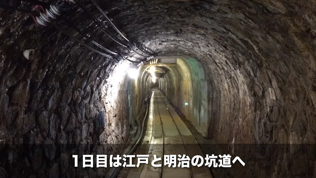 佐渡金山の道遊坑の坑道
