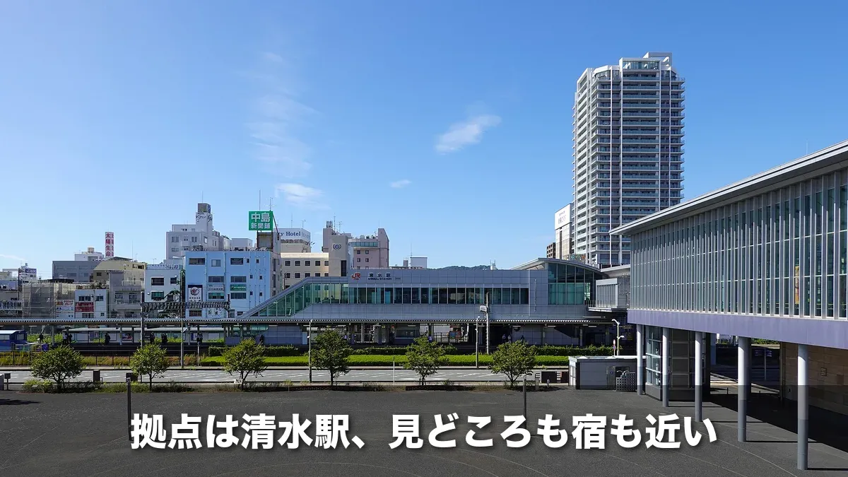 東口の広場から見た清水駅