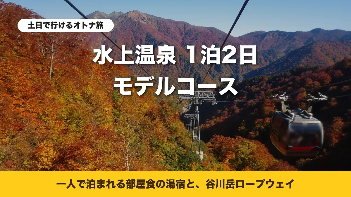 紅葉の中を進む谷川岳ロープウェイのゴンドラ