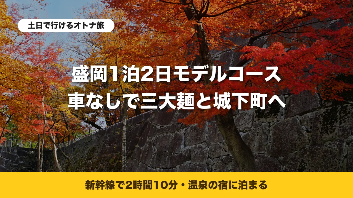 紅葉に色づく盛岡城跡公園の石垣