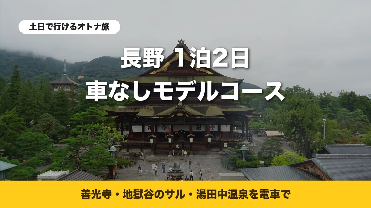 善光寺の山門から見下ろした国宝の本堂と参道